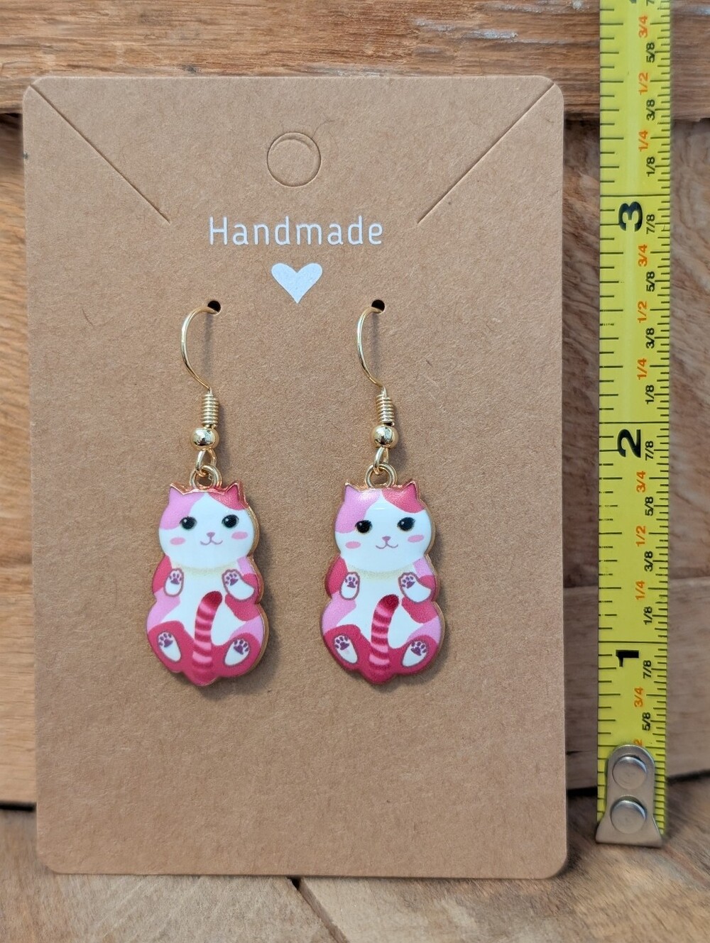 Cat Enamel Metal Earrings NEW